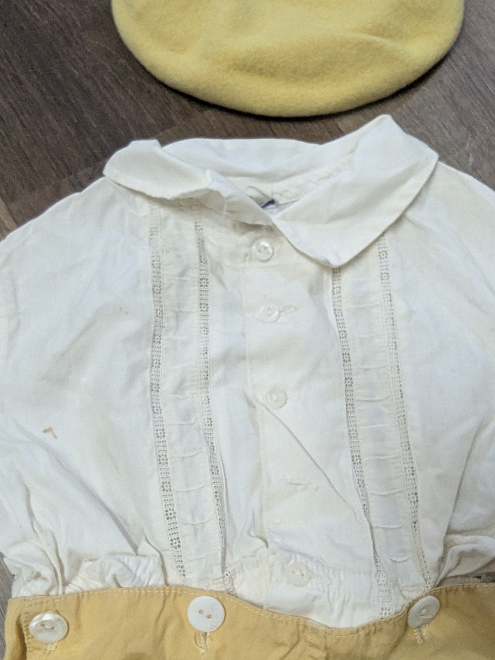 Vintage Boys "Goosey Gander" Romper Set with Yellow Beret - Picture 4 of 8